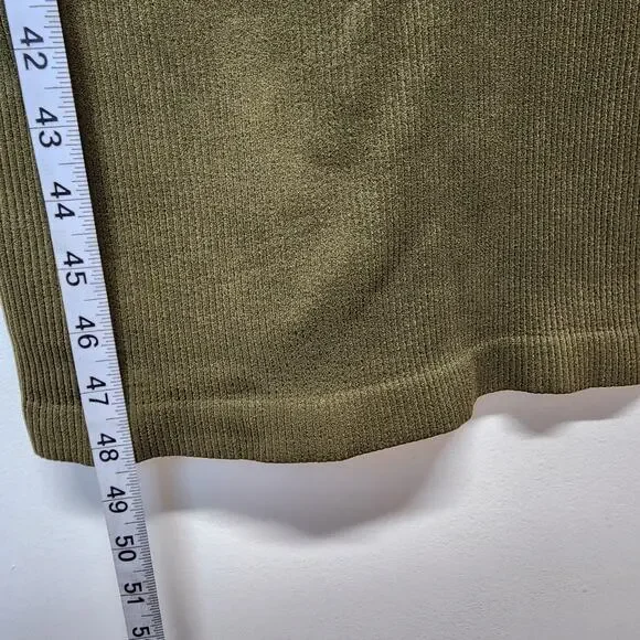 Pretty Little Thing Rib Knit Midi Dress Size XL Dark Green Snatched Bodycon - Picture 10 of 10